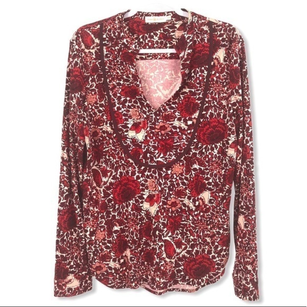 TORY BURCH Size Medium Kyoto Floral Butterfly Lizzy Tunic